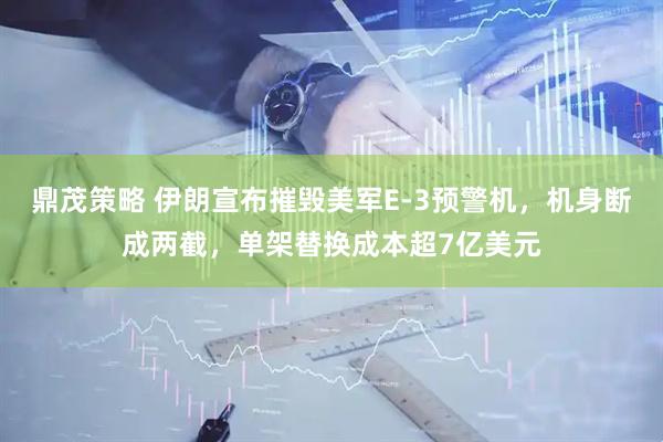 鼎茂策略 伊朗宣布摧毁美军E-3预警机，机身断成两截，单架替换成本超7亿美元